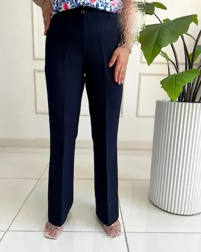 شلوار زنانه سرمه ای طرح دمپا لعیا