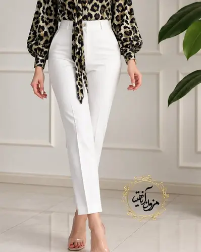 شلوار زنانه سفید طرح آتریسا