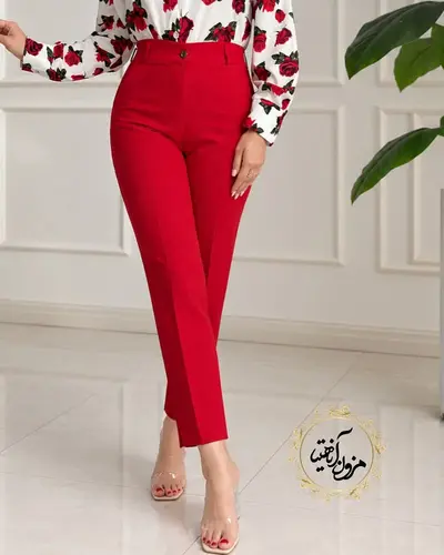 شلوار زنانه قرمز طرح آتریسا