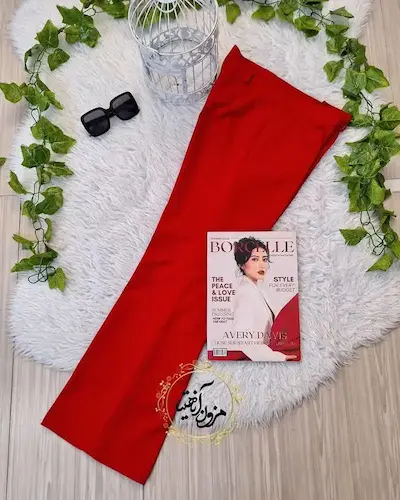 شلوار زنانه قرمز طرح دمپا لعیا سایز-2-تخفیفی