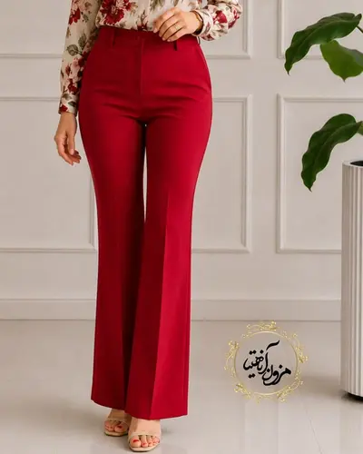شلوار زنانه قرمز طرح دمپا لعیا