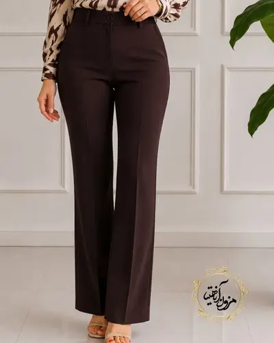 شلوار زنانه قهوه ای تیره طرح دمپا لعیا