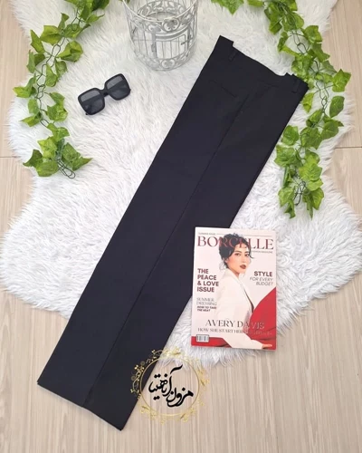 شلوار زنانه مشکی طرح نیم بگ وانیا