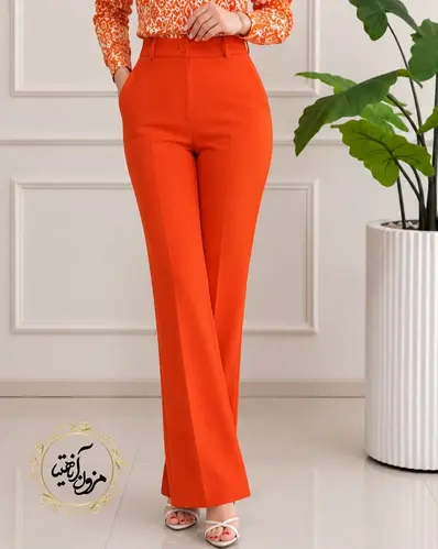 شلوار زنانه نارنجی طرح دمپا ناتالی
