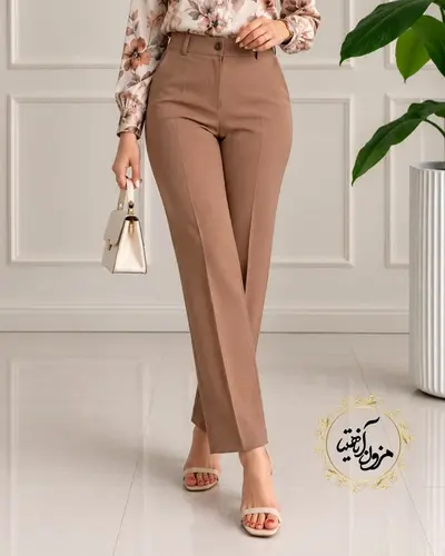 شلوار زنانه نسکافه ای روشن طرح آتریسا سایز-38-تخفیفی