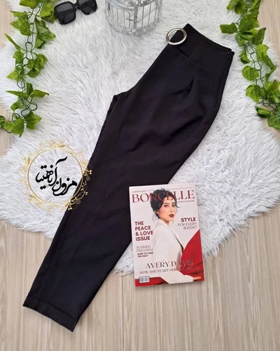 شلوار زنانه کمر سگک دار مشکی سایز-44-تخفیفی