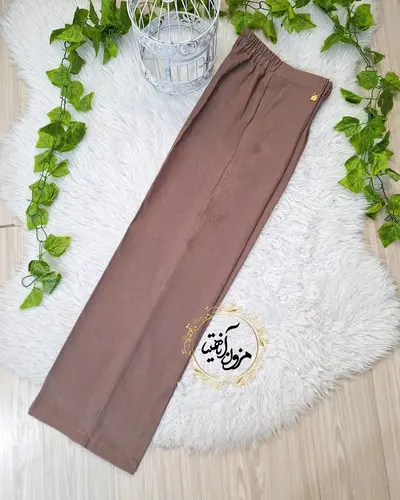 شلوار نیم بگ موکایی طرح پیله دار هدسه