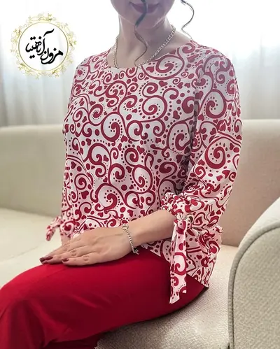 شومیز آستین واشری قلب کاغذی قرمز