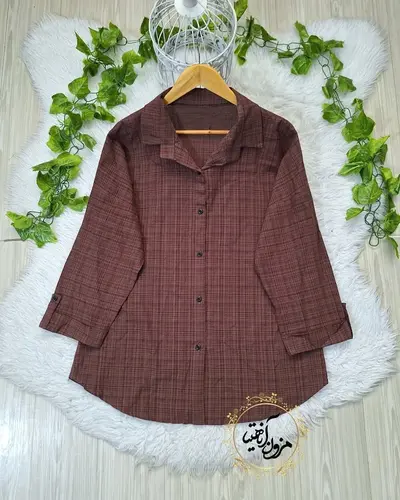 شومیز آستین پاگن دار شکلاتی طرح بیسیک شمیرا