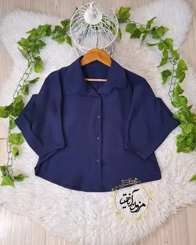 شومیز آستین پاگن دار طرح باکسی ماهین