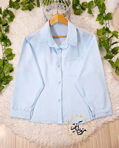 شومیز بیسیک آبی پاستیلی طرح میوسا