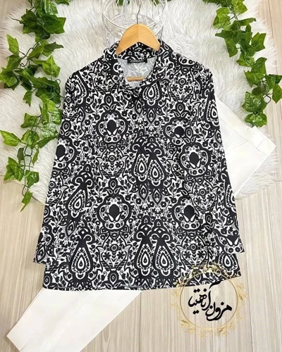 شومیز جلو دکمه مخفی سرمه مشکی سایز-3-تخفیفی