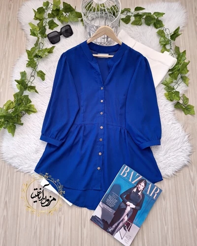 شومیز جلو دکمه کاربنی طرح پایین چین گلناز