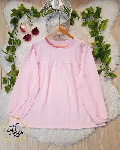شومیز جلو چین صورتی طرح عروسکی 