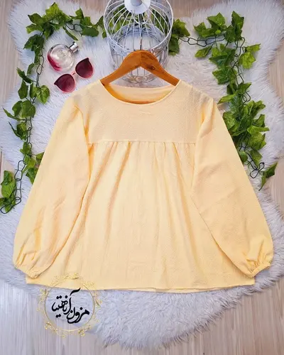 شومیز جلو چین لیمویی طرح عروسکی 