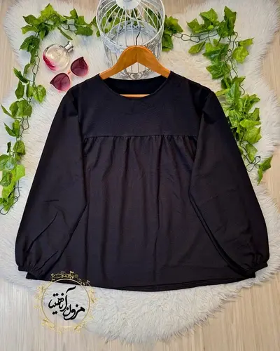 شومیز جلو چین مشکی طرح عروسکی 