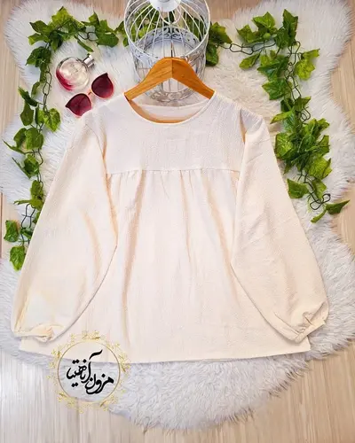 شومیز جلو چین نباتی طرح عروسکی 