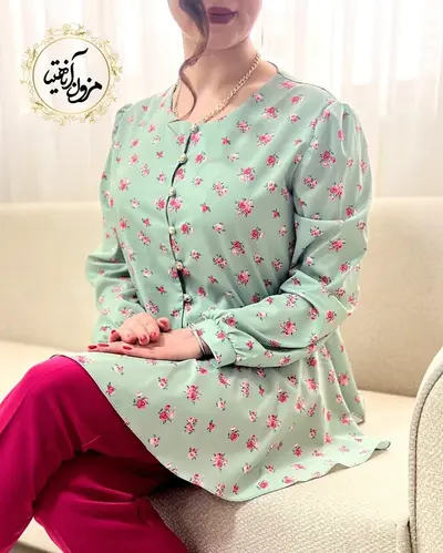 شومیز مجلسی پایین کلوش سبز طرح گیلدا