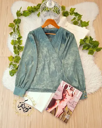 شومیز چپ و راستی سبز طرح مهلا