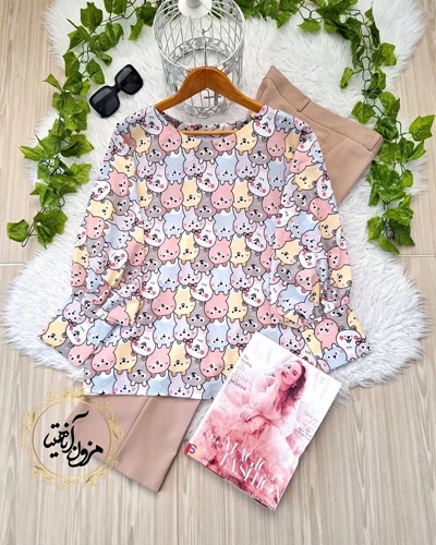 شومیز کیمونو بگ رنگی طرح خرس لوسی