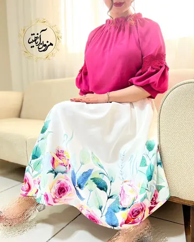 شومیز یقه پلیسه سرخابی طرح هیبا