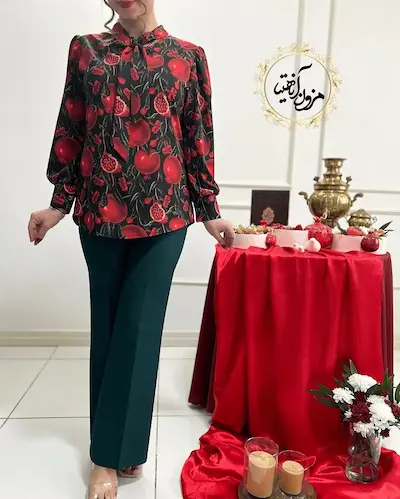 شلوار زنانه سبز طرح دمپا لعیا