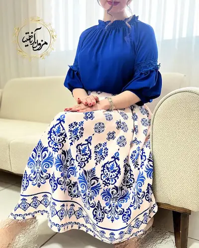 شومیز یقه پلیسه کاربنی طرح هیبا