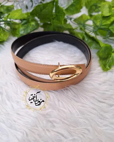 کمربند دور دوخت طرح سگک طلایی بیضی 
