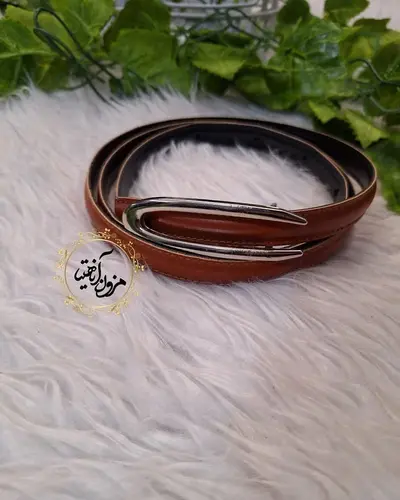 کمربند دور دوخت طرح سگک نقره ای بیضی موشکی